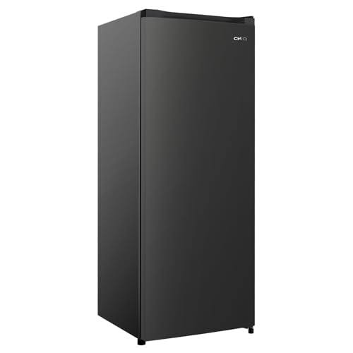 ElecCuisine Congélateur armoire – 177L, Congélation 4 étoiles, Ultra silencieux (39 dB), Design en acier noir, Pieds réglables, Porte réversible 540 x 550 x 1440 mm