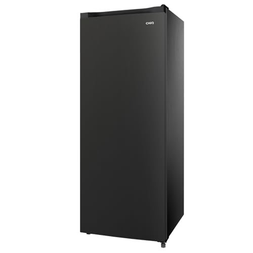ElecCuisine Congélateur armoire – 177L, Congélation 4 étoiles, Ultra silencieux (39 dB), Design en acier noir, Pieds réglables, Porte réversible 540 x 550 x 1440 mm
