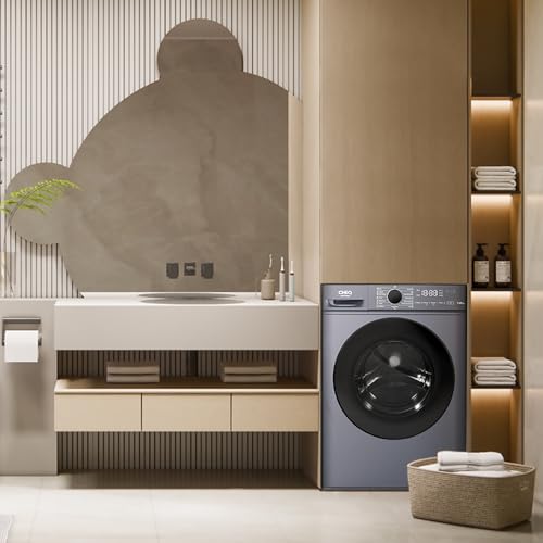 ElecCuisine Lave linge hublot - 7kg, Classe énergétique A, Moteur BLDC 1200 RPM, Lavage vapeur & rapide, 15 programmes, Design compact (60x46.5x84cm) - Gris
