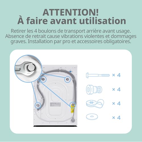 ElecCuisine Lave-linge frontal 8KG, Classe énergétique A, Moteur BLDC 1400 tr-min, 15 Programmes, Prélavage, Blanc [Classe énergétique A]