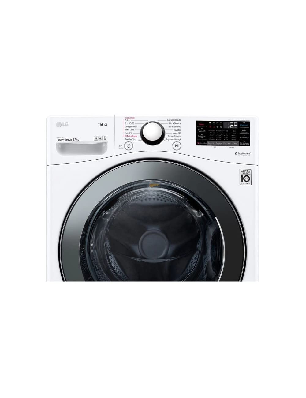 ElecCuisine Lave-linge Frontal Grande Capacité 17 kg - Moteur Induction Silencieux - Noir