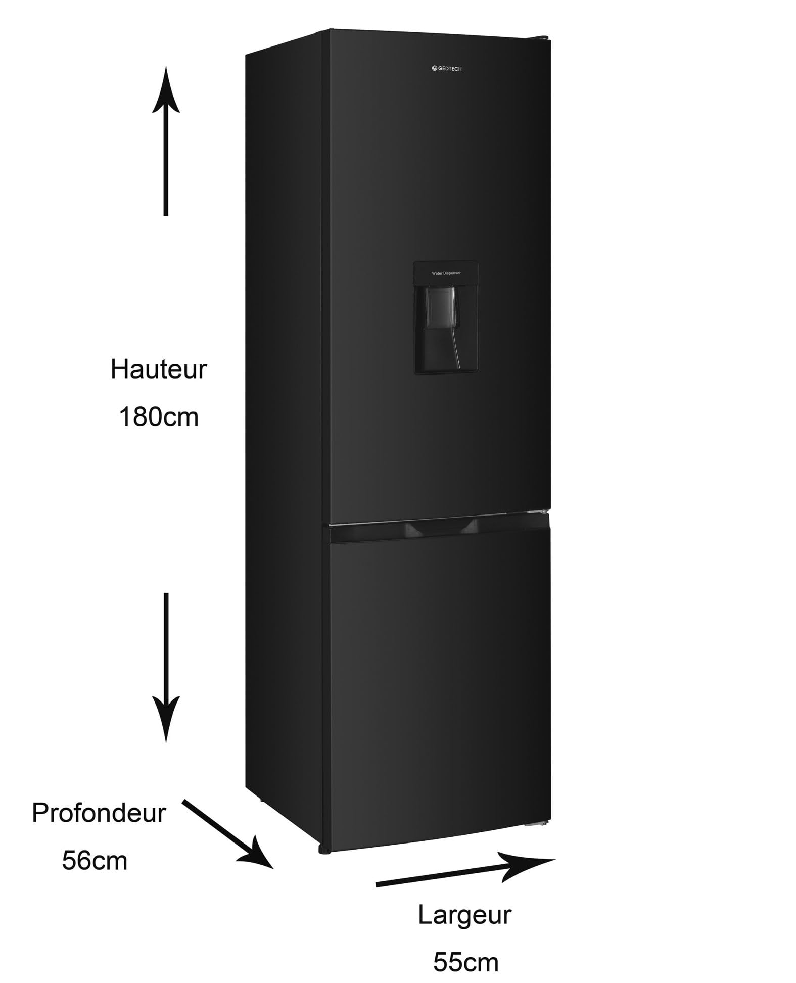 ElecCuisine Refrigerateur combiné - congélateur bas - Noir - capacité 262L - Classe E