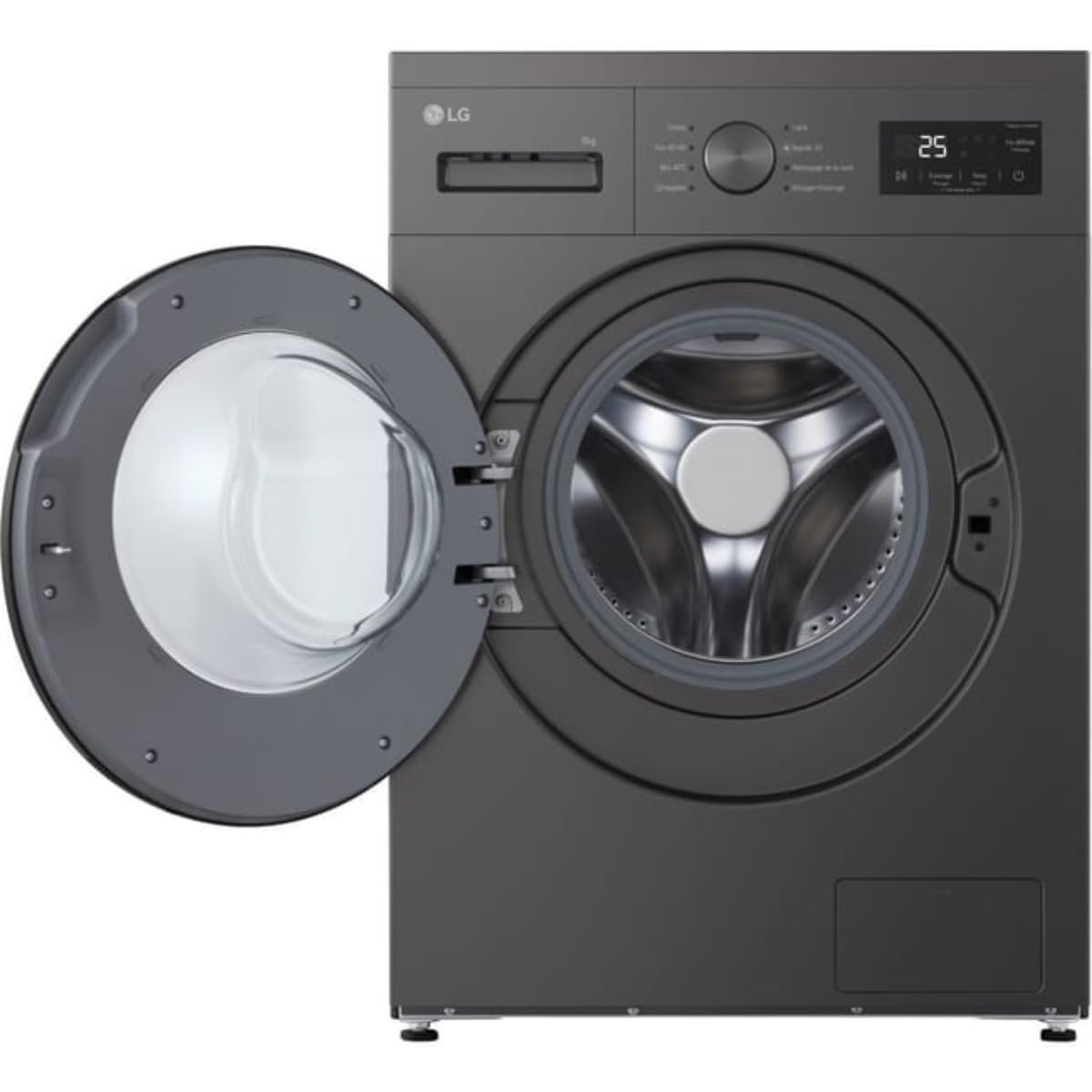 ElecCuisine Lave-linge Frontal 9 kg - 1400 trs/min - Moteur Induction Silencieux - Vapeur - Graphite