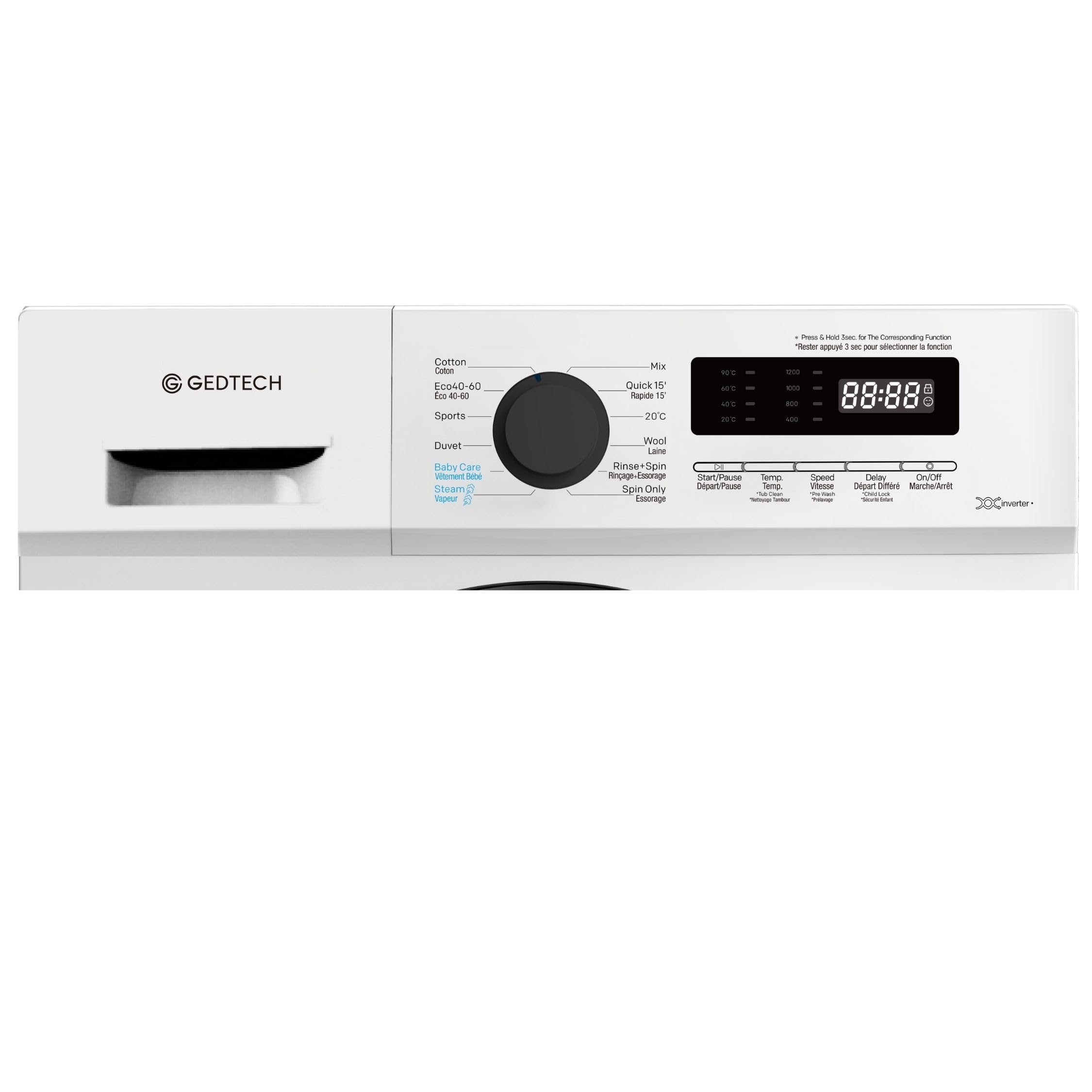 ElecCuisine Lave-linge frontal - 7 Kgs - 1200 tr/mn - 16 programmes - Eco - Intensif - Rapide – Très Faible conso