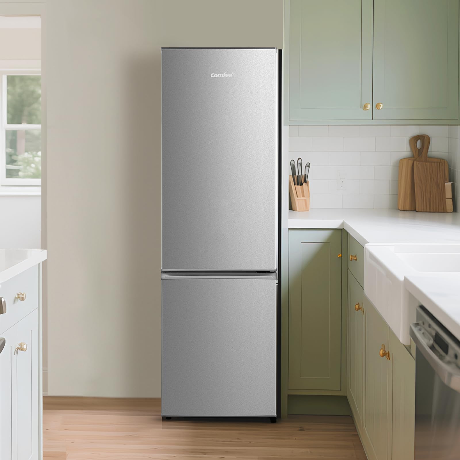 ElecCuisine Réfrigérateur combiné 262L pour la maison - Grande capacité au quotidien - Technologie Low Frost - Silencieux (39 dB) - Acier inoxydable