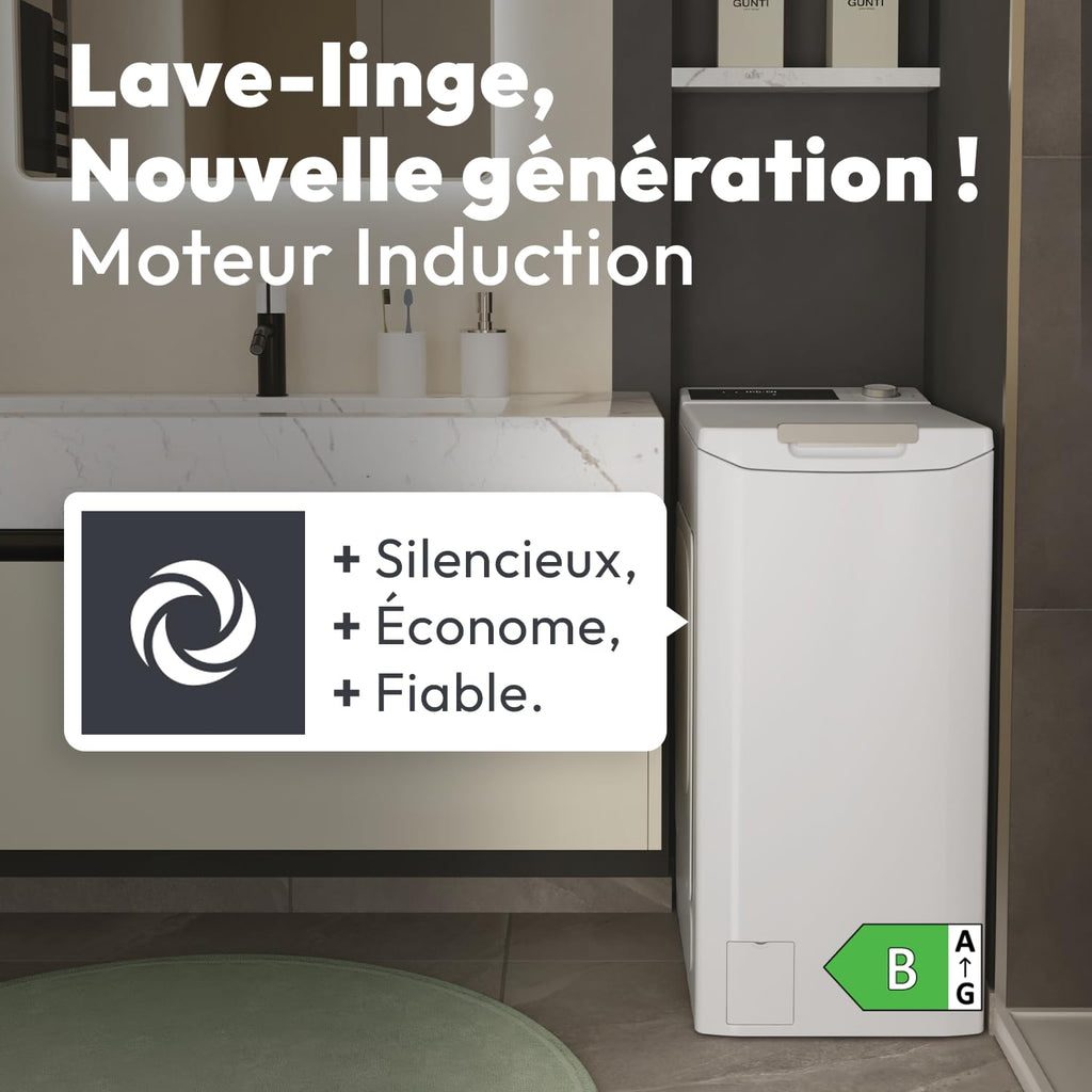 ElecCuisine Lave-linge Top Chargement par le dessus 8 kg - 1200 trs/min - Classe B - Connecté Wi-Fi - Blanc