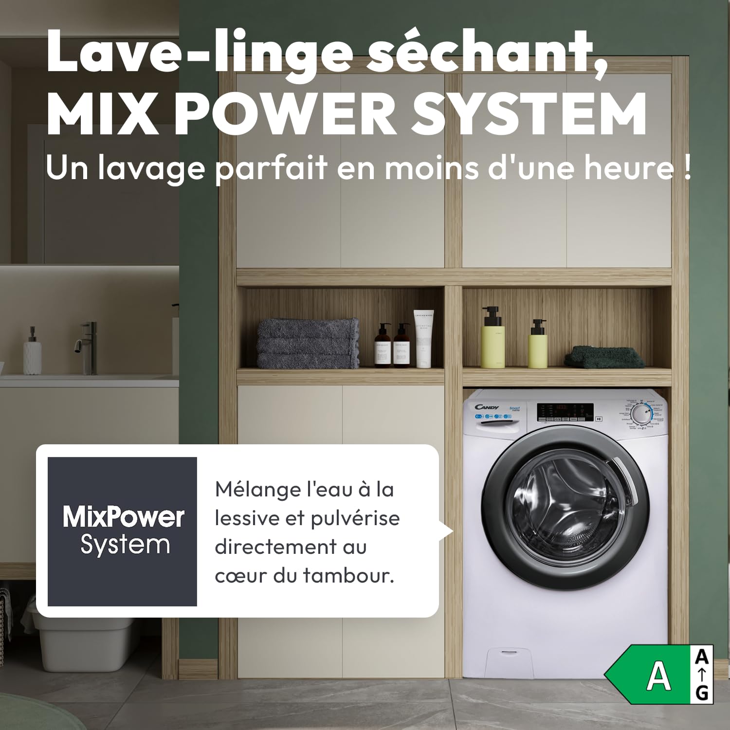 ElecCuisine Lave-linge Séchant Frontal 10 kg / 6 kg - 1400 trs/min - Classe A - Fonction Vapeur - Blanc