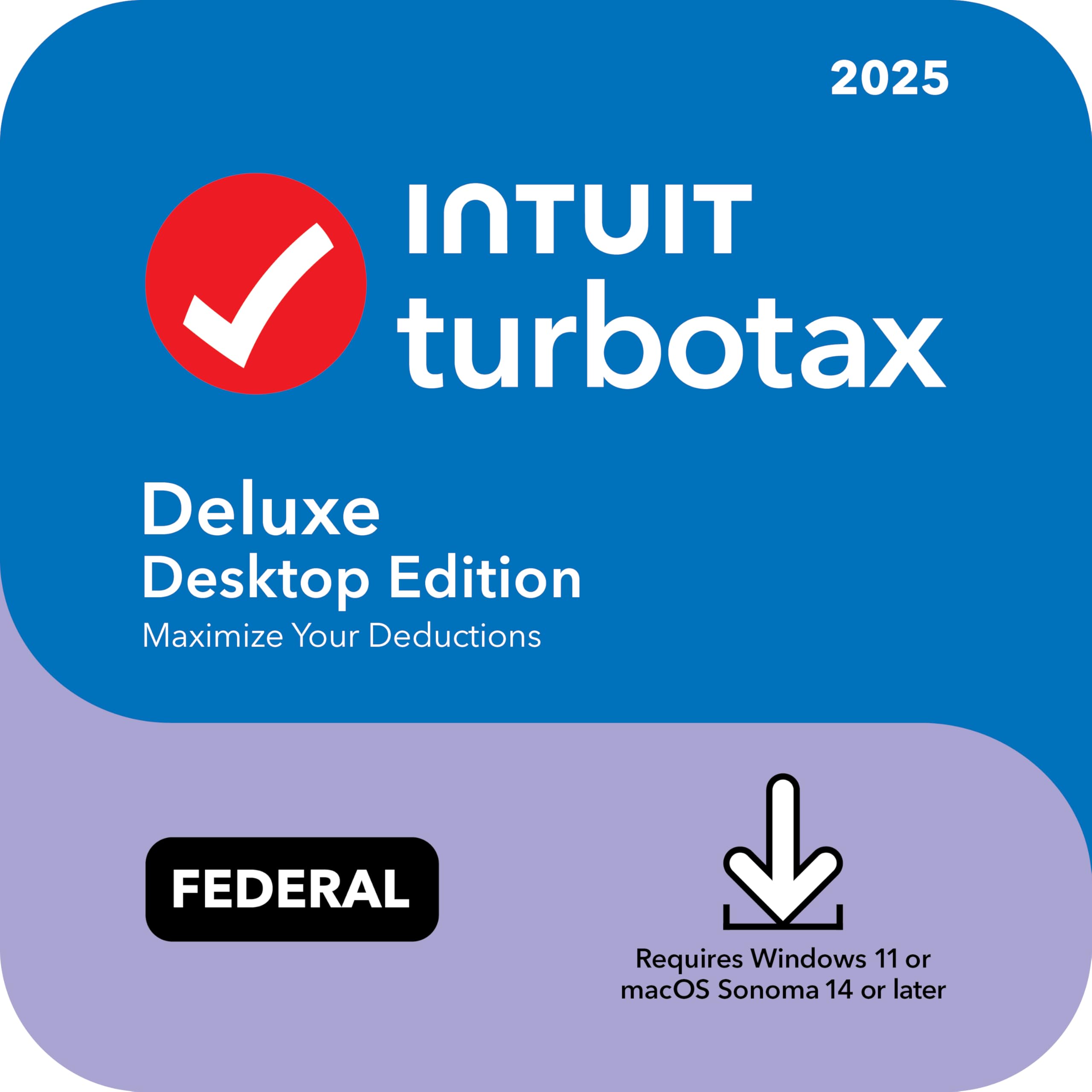 TurboTax Deluxe Desktop Edition 2025, Federal Tax Return [Win11/Mac14 Download]