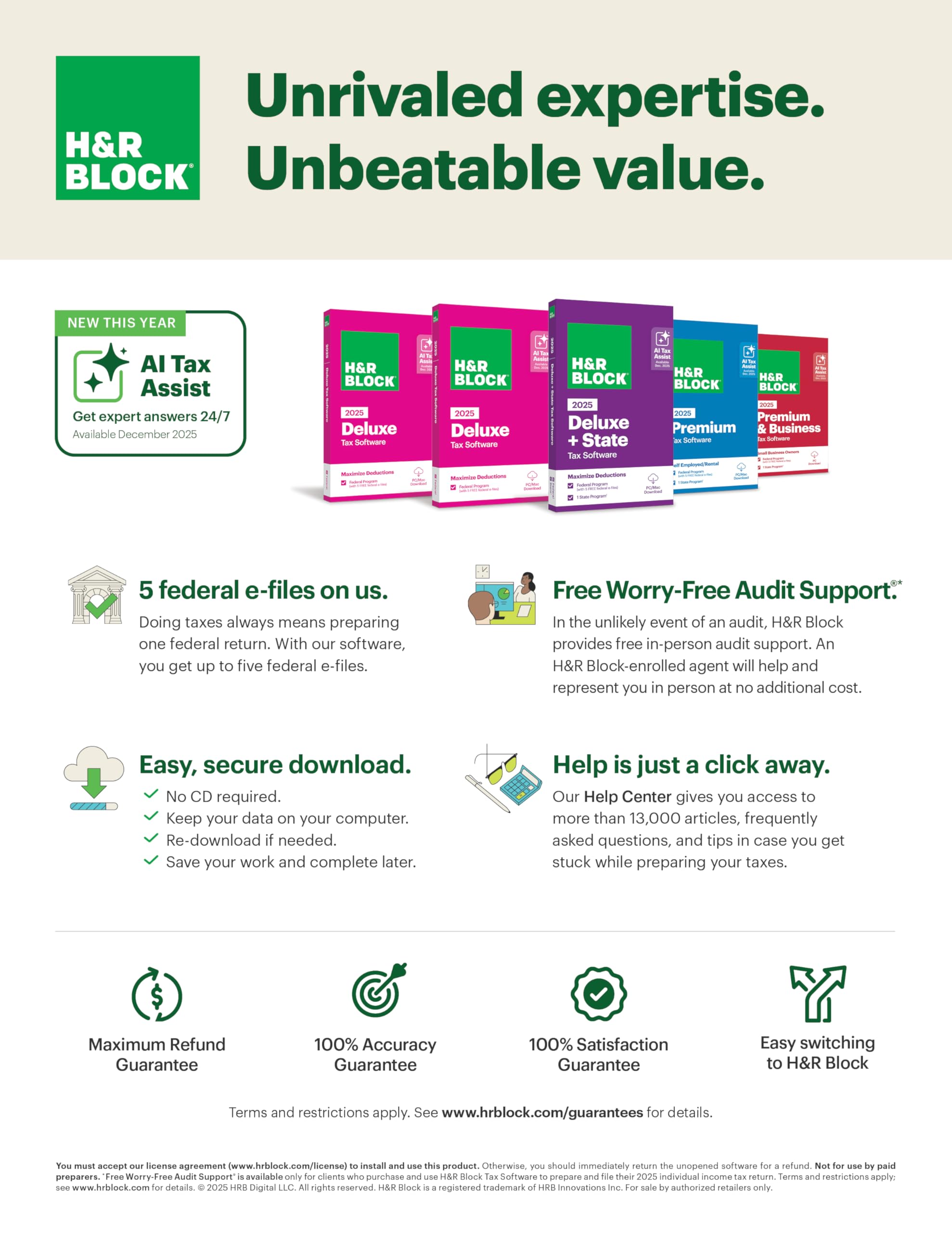 H&R Block Tax Software Basic 2025 Win/Mac [PC/Mac Online Code]