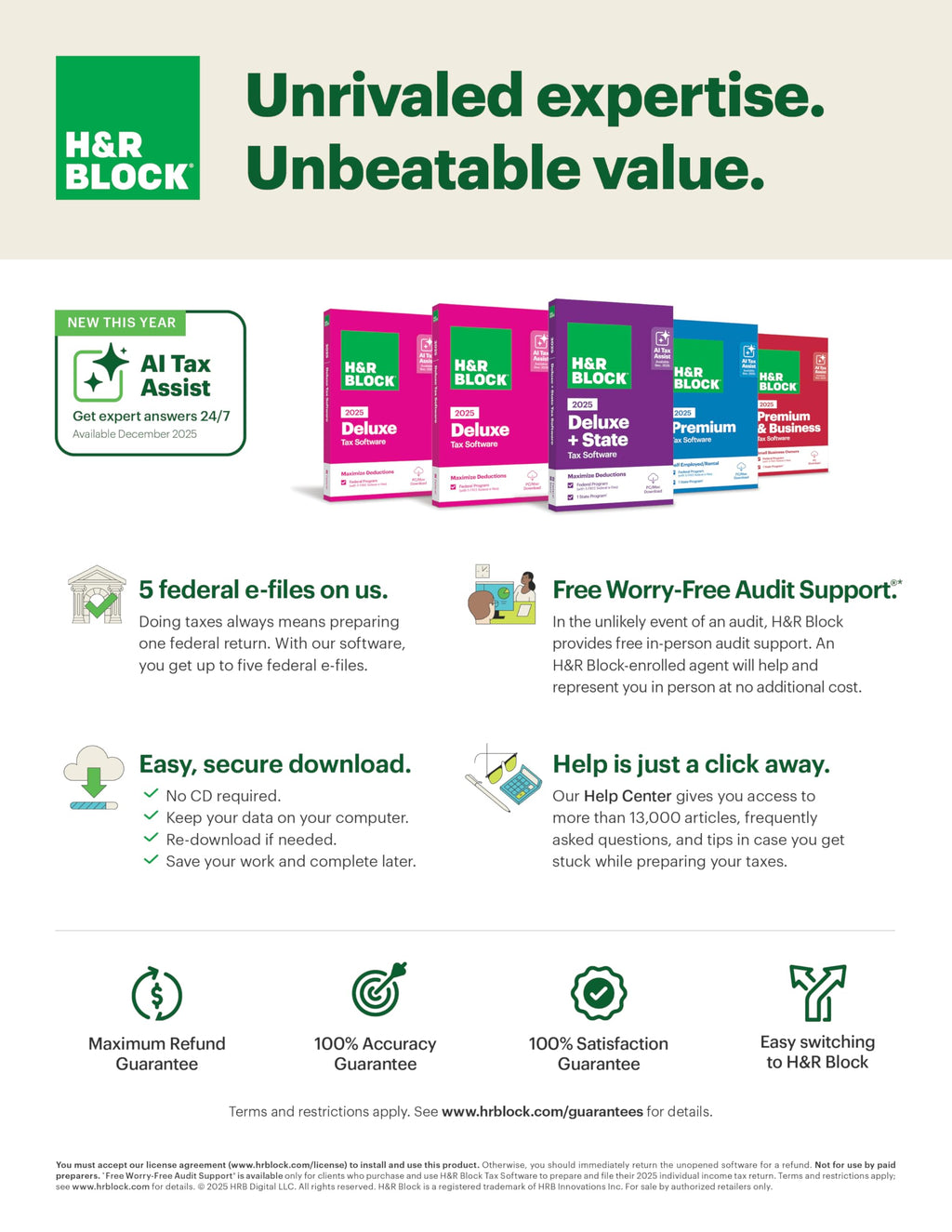 H&R Block Tax Software Deluxe 2025 Win/Mac [PC/Mac Online Code]